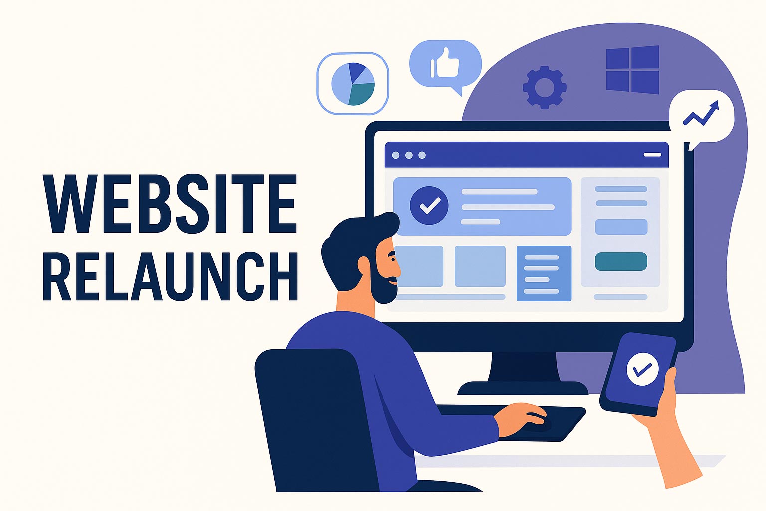 Flat design illustration for the relaunch of the Tenerife IT website with modern technology and clear structure